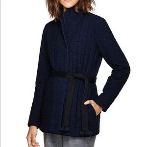 Aritzia Wilfred Le Fou Romarin Quilted Indigo Wool Cotton Belted Coat Jacket XS